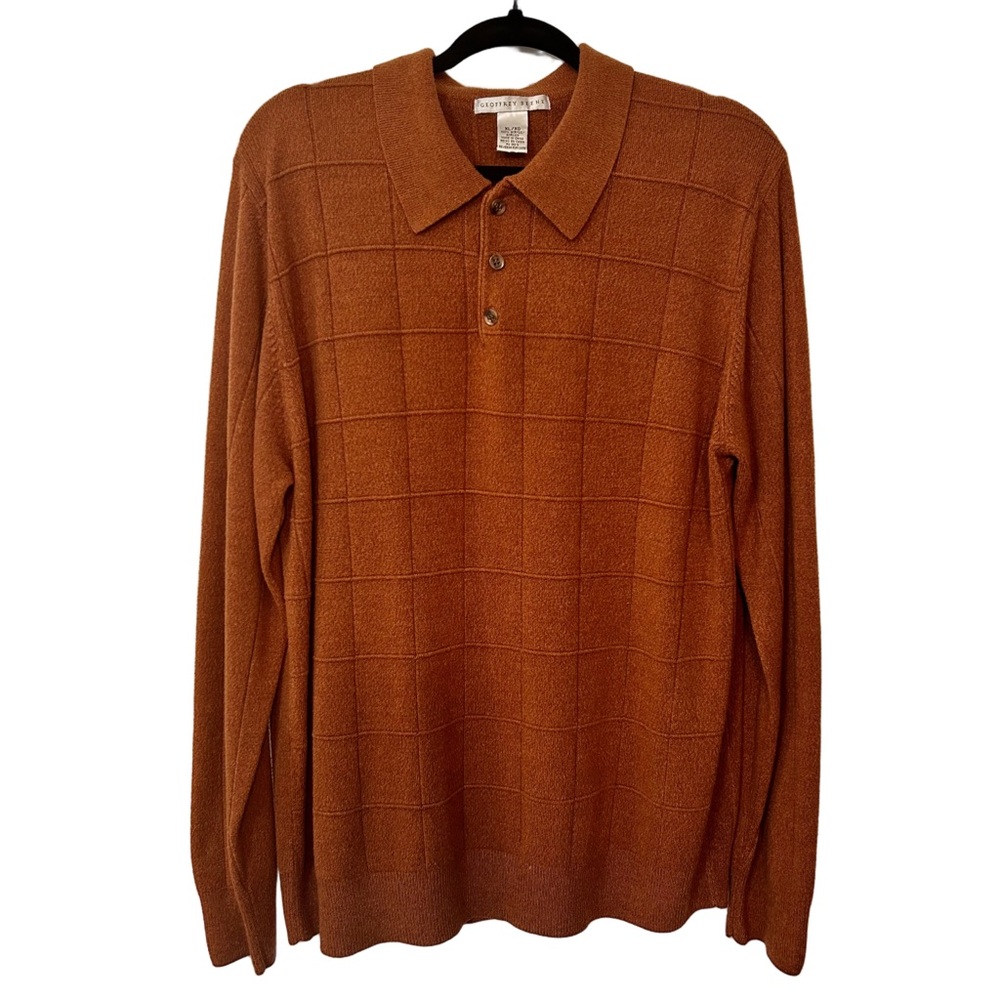 Geoffrey Beene men’s rust collared sweater X-Large